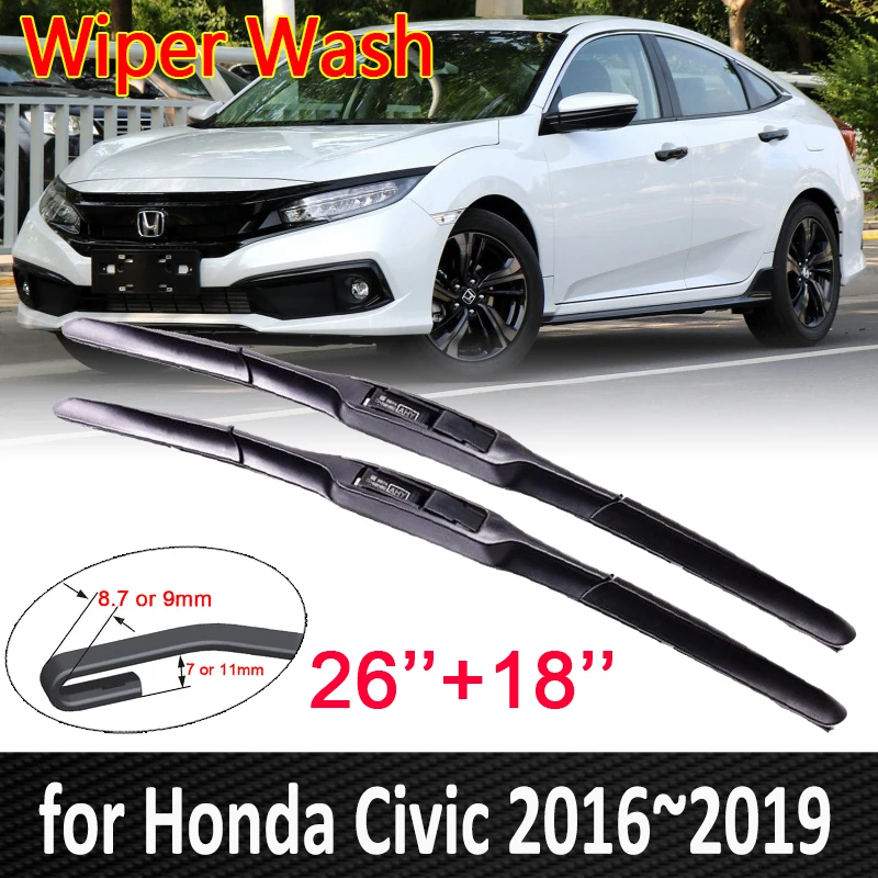 for Honda Civic 10 2016 2017 2018 2019 Car Wiper Blades 10th Gen 10 FC FC1 FC2 FC5 Front