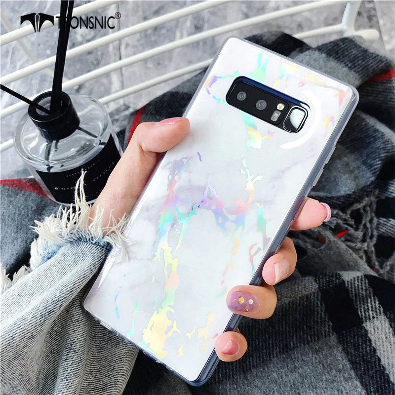 Чехол TRONSNIC с мраморным лазером для телефона Samsung S10 S7 S8 Plus глянцевый мягкий