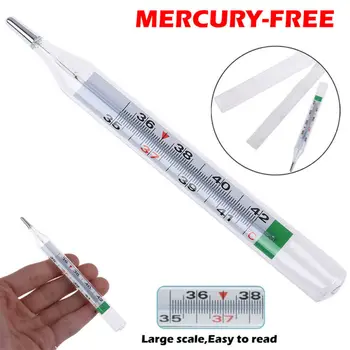 

MERCURY-FREE Thermometer+Box Scale Traditional Glass Clinical Accuracy Body Cold