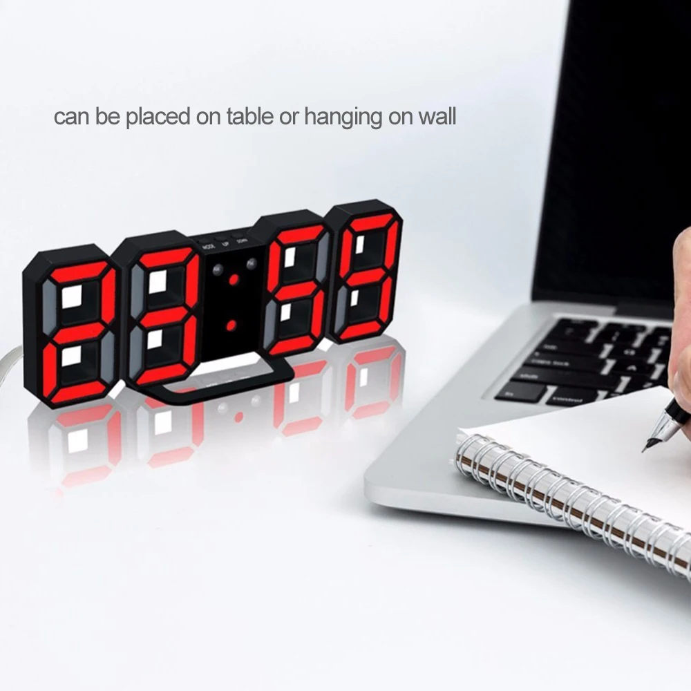 Digital clock 3d Led Digital Alarm Clocks Wall Clock Hanging Watch Usb Wake Up Table Clock Calendar Thermometer Digital Watch For Home Office
