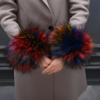 Autumn and winter women's extra large faux fur fox fur cuff winter oversleeps hand ring wristiest gloves arm warmer