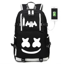DJ Marshmallow рюкзак Многофункциональный USB зарядка для подростков мальчиков студенческих девочек школьные сумки Дорожная светящаяся сумка для ноутбука