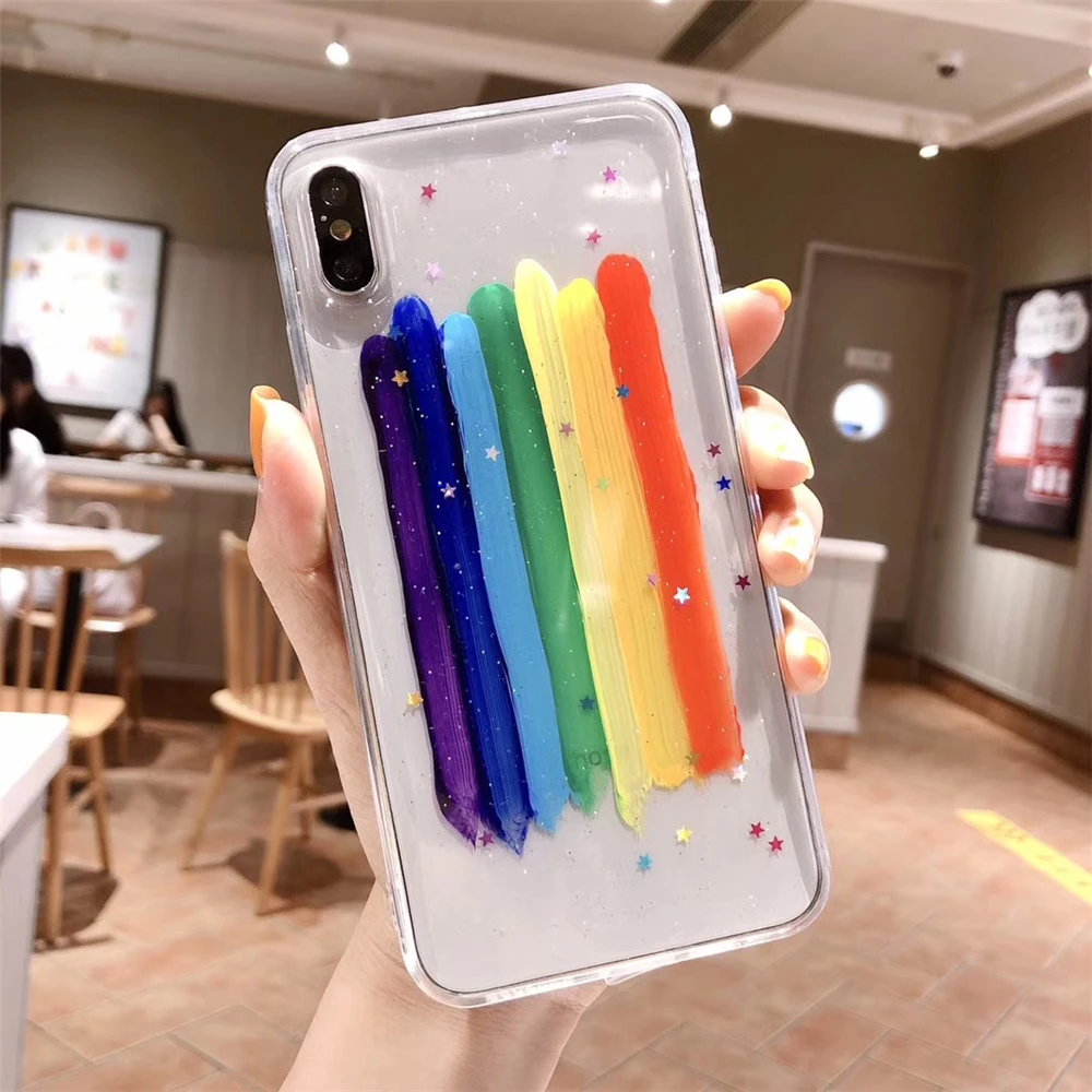Qianliyao милый Радужный чехол для телефона с акварелью iPhone X XR XS Max 8 7 6s 6 plus чехлы