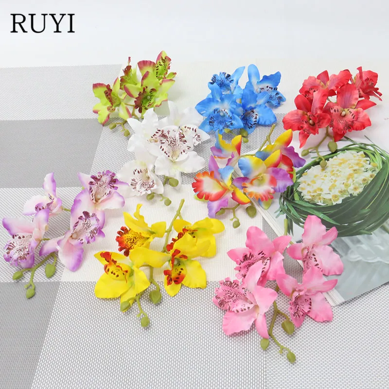

15cm Artificial Flowers Wedding Home Party Decoration Flower material Cymbidium Fake Flower DIY Craft Gift Garland Scrapbook