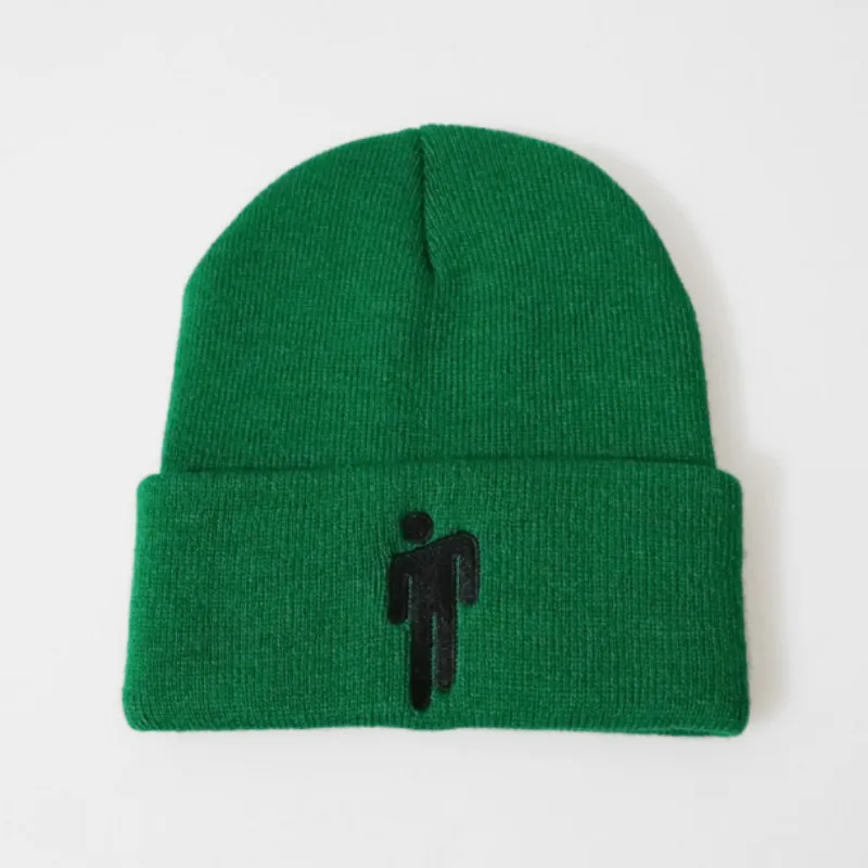 Billie Eilish зимняя шапка унисекс с вышивкой, теплая вязаная шапка для спортивных занятий на свежем воздухе, мужская шапка Skullie Beanie, женская шапка в стиле хип-хоп - Цвет: Зеленый