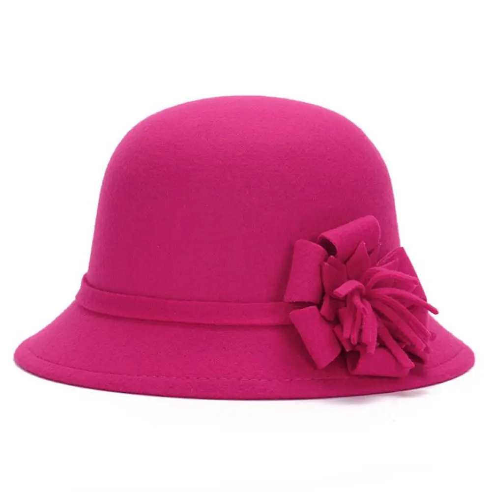 Spring Fashion Retro Ladies And Women Woolen Fedora Hat Bucket Dome Dome Bells Felt Hat Ladies Hat Straw Hat Dome Felt Hat - Цвет: Red
