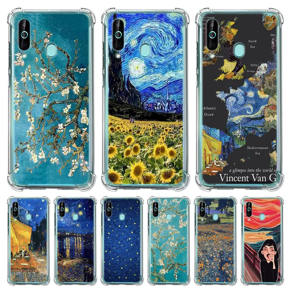 Чехол Ван Гог Звездный для Samsung Galaxy A50 A70 A80 A90 5G A20 A30 A40 A10 A20e A10s подушка безопасности