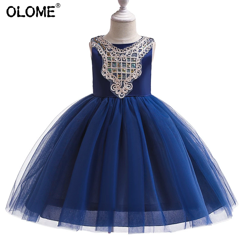 

OLOME Baby Girls Dress Pageant Wedding Party Costume Fashion Kids Gala Clothing Vintage Prom Garments Summer Children Clothes