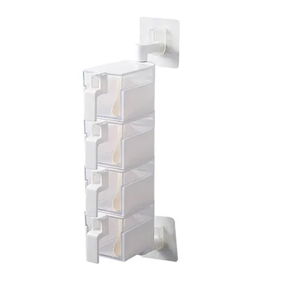 Креативный вращающийся приправа коробка многослойный ящик тип раскладушка герметизация приправа коробка стена с ручкой контейнер для специй - Цвет: 4 layers white