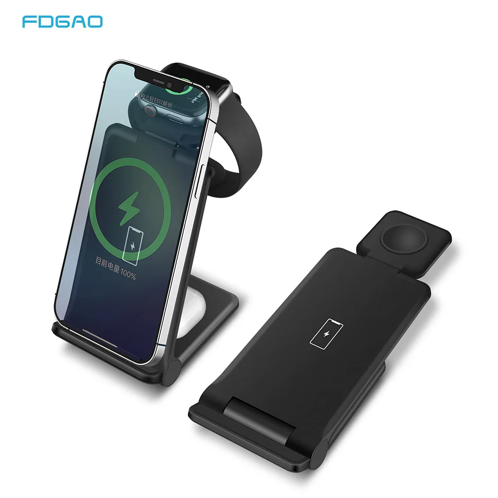 20W Qi Wireless Charger Stand 3 in 1 Fast Charging Station For iPhone 12 11 XS XR X Apple Watch AirPods Pro Samsung S21 S20 S10