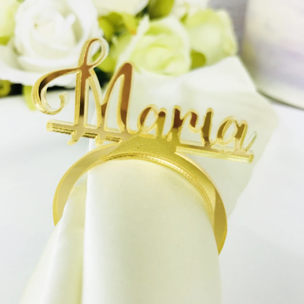 Personalized Groom And Bride Table Decors Custom Wedding Napkin Rings Acrylic Cut Napkin Ring With Last name Wedding Party1