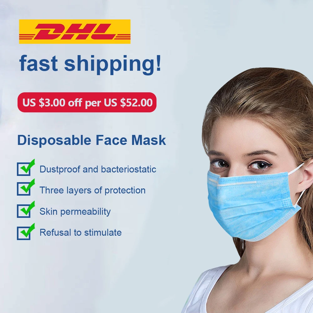 

Face Mask Disposable Anti Virus Face Masks 3-ply N95 Safely Mouth Mask Pm2.5 Apply To Adult Dust Filter Masque DHL Free Shipping
