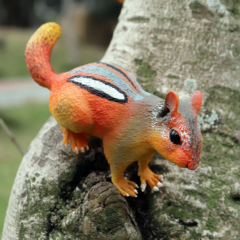 Children's Simulation solid animal world model toy golden chipmunk chipmunk spotted squirrel Collecting gifts Toy model