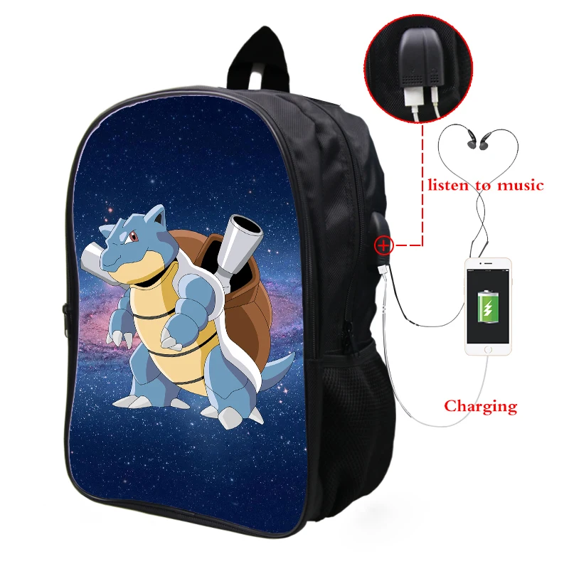 22 Pokemon Blastoise Galaxy Космический рюкзак Многофункциональный USB зарядка Разъем для наушников ноутбук рюкзак для подростков мужчин и женщин школьные сумки - Цвет: 22