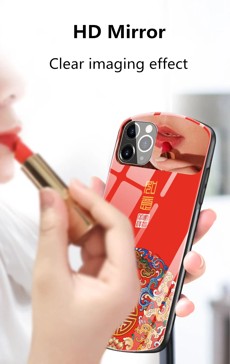 Makeup Mirror Tempered Glass Lens Protection Shockproof Phone Case For iPhone 12