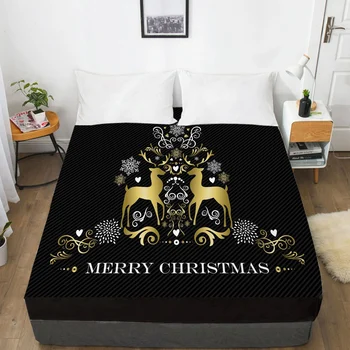 

3D Bed Sheet With Elastic Fitted Sheet Mattress Cover 160x200 Cartoon Bedding for Kids Baby Children Merry Christmas