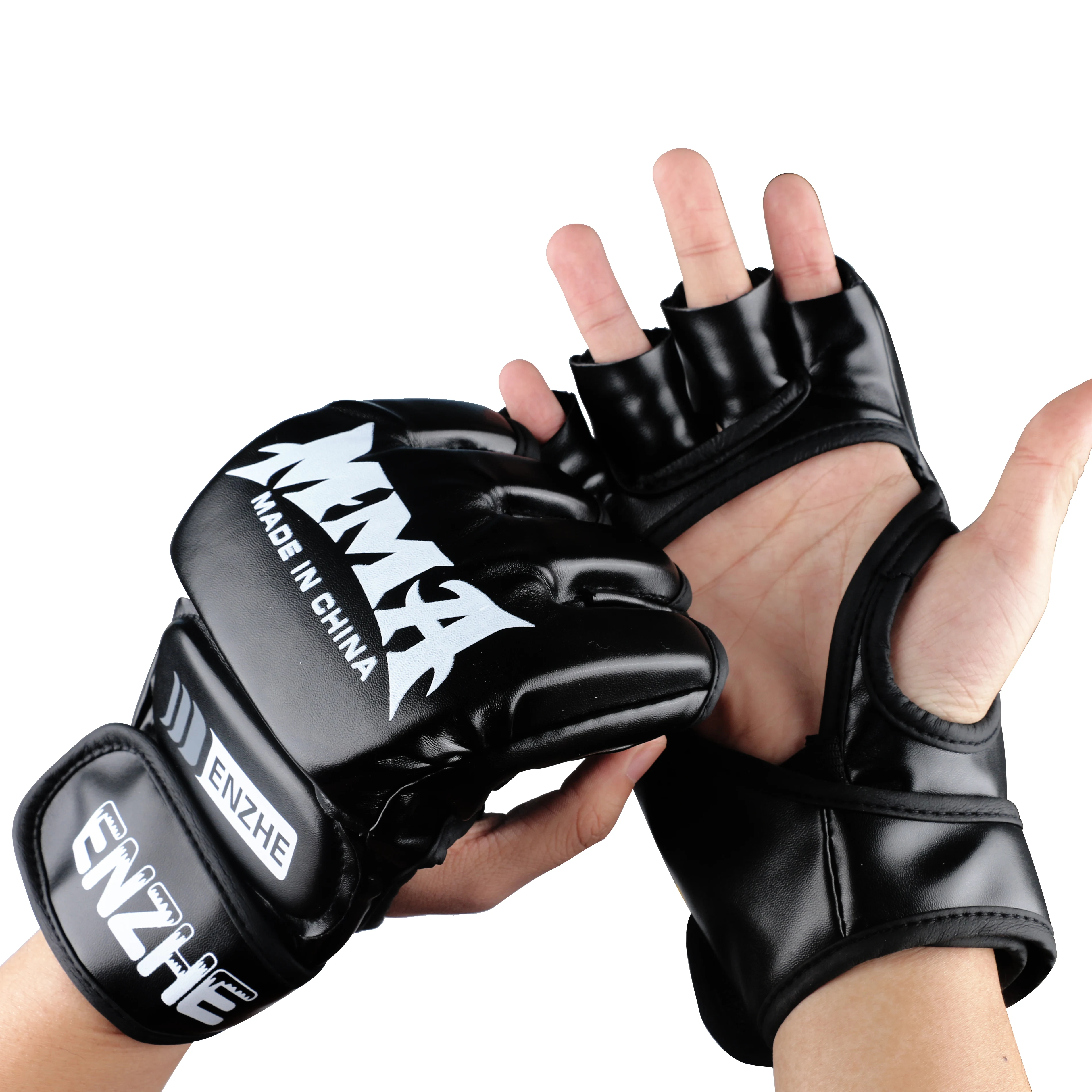 Luvas de Boxe Bolsa de Boxe Boxing para Treinamento de Luta pu de Couro Enzhe Luvas Meio Dedo Muay Thai Kick 1 Par Mma