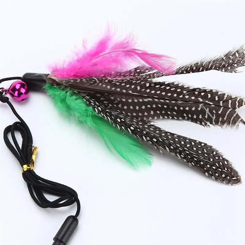 1Pc Cat Interactive Toy Stick Feather Wand With Small Bell Mouse Cage Toys Plastic Artificial Colorful Cat Teaser Toy Supplies