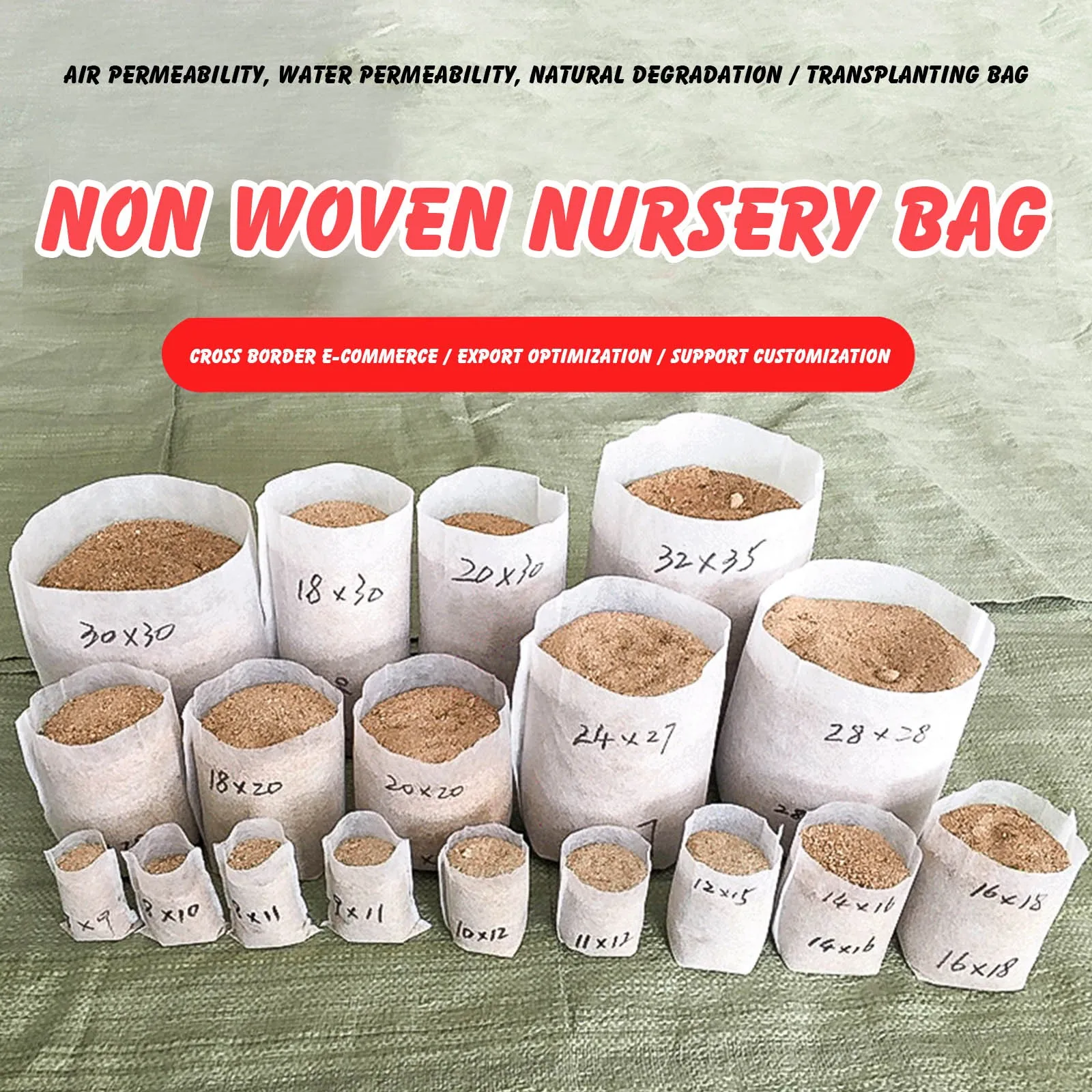 100Pcs Different Sizes Biodegradable Non-woven Seedling Pots Eco-Friendly Planting Bags Nursery Bag Plant Grow for garden | Дом и сад