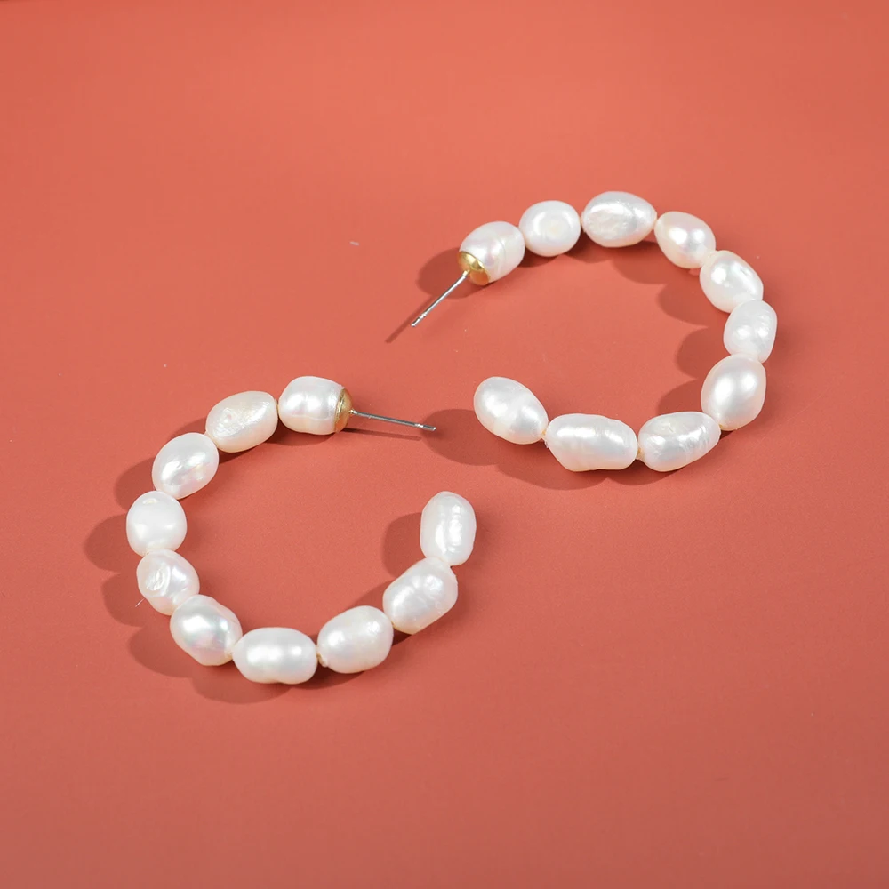 

Boho Fashion Freshwater Pearl Earring for Women Adjustable Geometric Statement Small Stud Earring Charm Ear Cuff Jewelry 1pcs