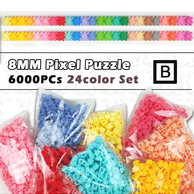 24colors 250PCs/bag 6000pcs 8*8mm Pixel Art Puzzle Blocks DIY 3D Small Brick For Children Educational Toy Kids Gifts 1
