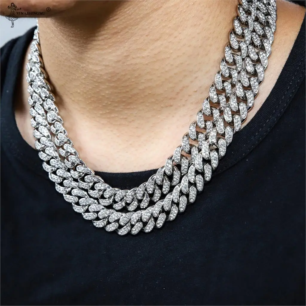 13mm Iced Out Cuban Necklace Chain Hip 