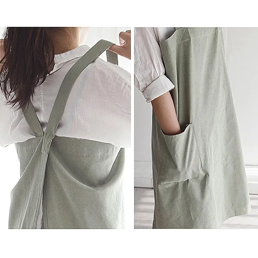 Cooking Apron Nordic Japanese Style Simple Korean Cotton Line Work Apron Kitchen Flower Shop Anti-dirty Aprons for Women Lady