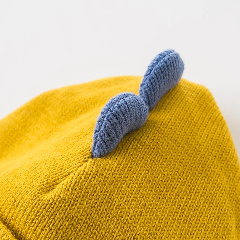 DBW11729 dave bella autumn winter baby boy navy/yellow jacquard cotton wool hat