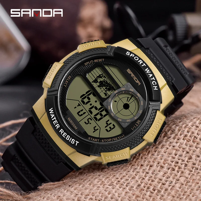 

Sanda Men Sports Watch LED Electronic Students Outdoor Wristwatches Fashion Waterproof Clock 385-1 reloj hombre erkek kol saati