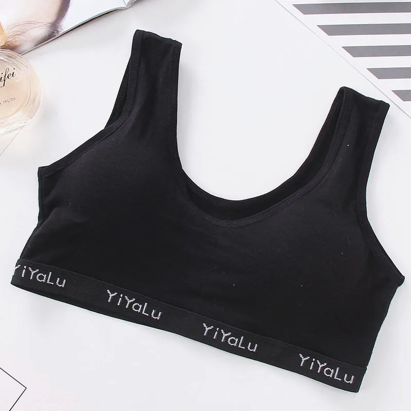 Черный Young Girls Cotton Underwear Teenage Training Bra Sports Bra Top For Teens 8-14 Years Adolescente Lingerie Teen Bras - Цвет: Черный