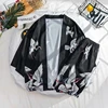 Printing Japanese Kimono Men Clothing T-shirt Cotton National Style Short-Sleeved Cropped Trousers Summer Male Two-Piece Costume ► Photo 3/6
