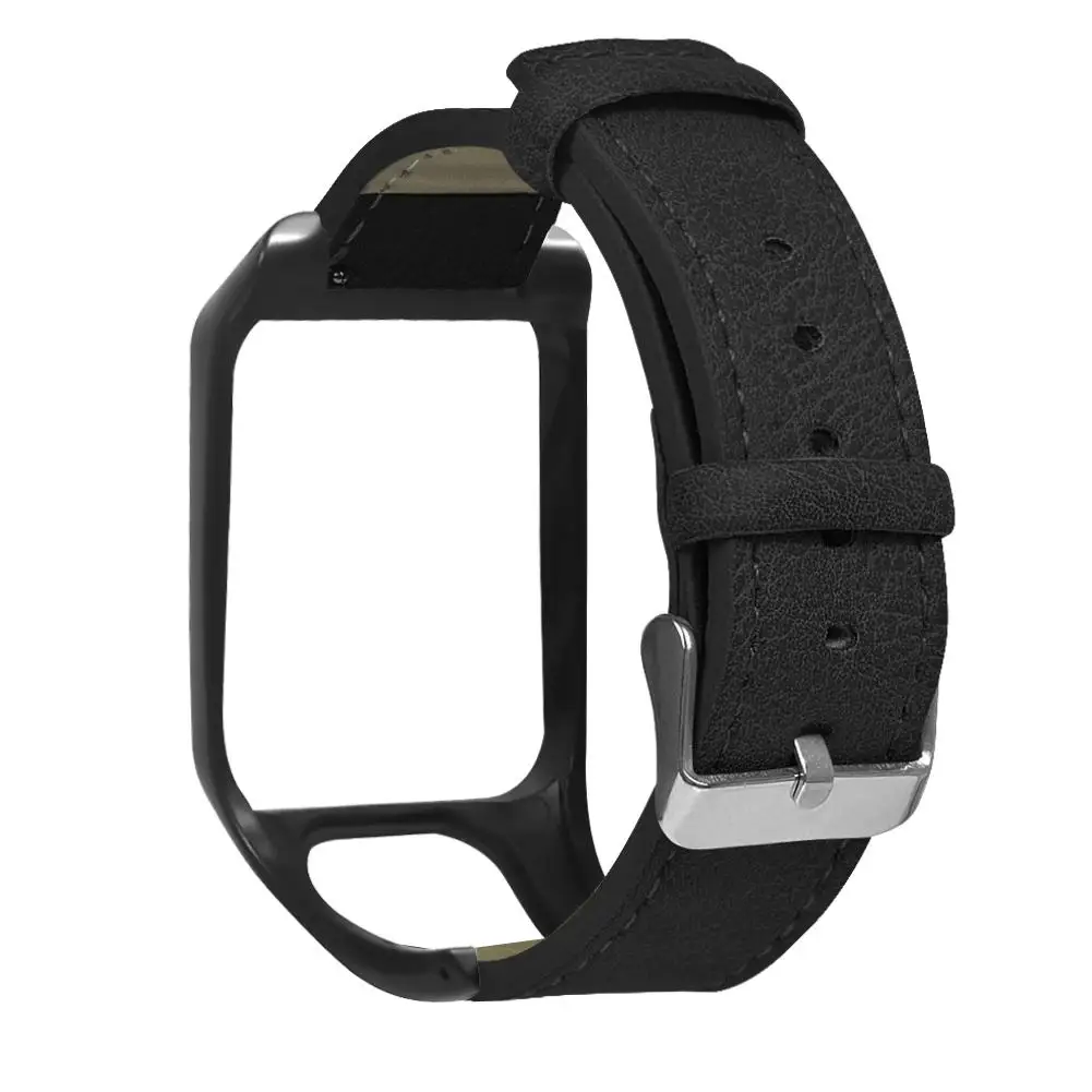 Кожаный сменный ремешок для наручных часов Ремешок для TomTom 2/3 часы ремешок браслет аксессуары - Цвет: Black