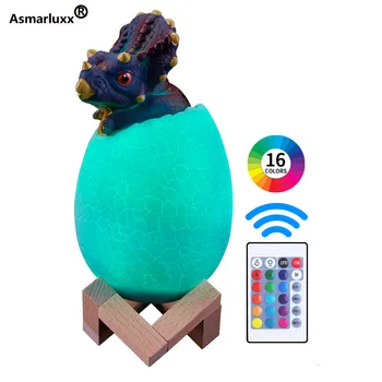 

3D Triceratops Dinosaur Night Light 16 Colors Dinosaur Egg Lamp for Children Gift USB Remote Control / Touch / Pat Night Light