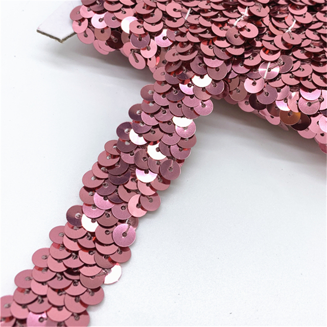 20mm Sequins Elastic Band Elastic Ribbon Lace Trim Sequin Sewing Fabric For Crafts Sewing Cloth Accessory Sequin Trim
