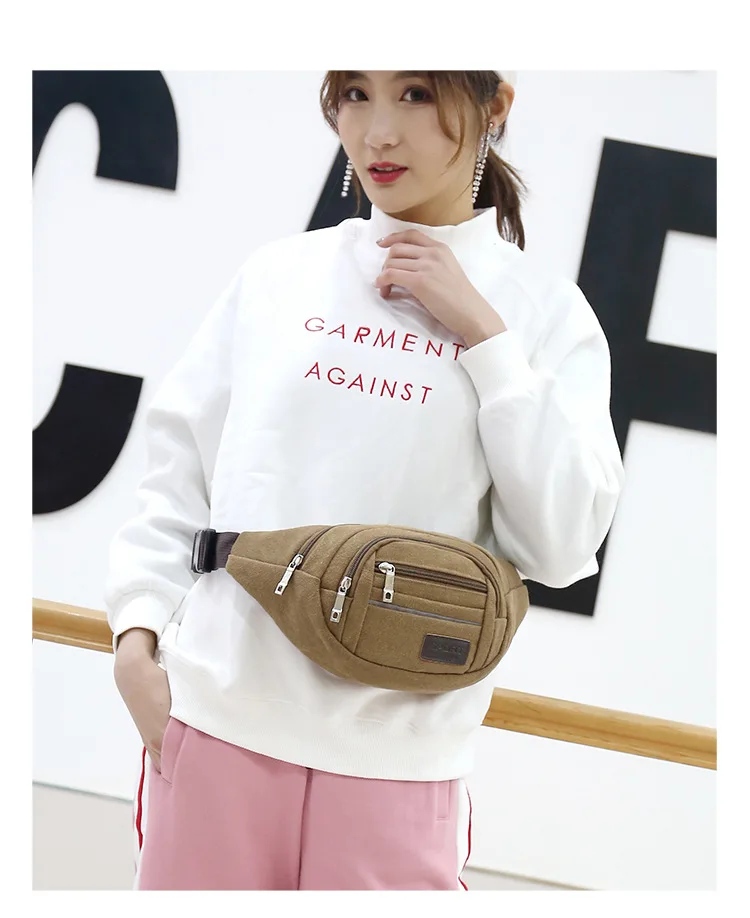 Canvas Fashion Large Capacity Men Wallet Multi-functional Wearable Bag Sports Casual Shoulder Bag Women's Mobile Phone Bag
