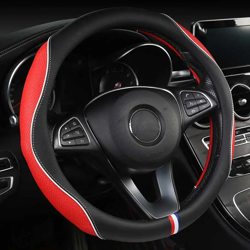 

38CM Leather Car steering wheel cover car styling Interior Accessories for ssangyong ssang yong korando kyron rexton 2010 2011