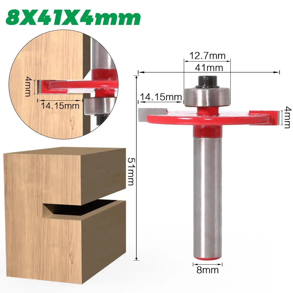 8 мм хвостовик высокое качество "T" Тип печенья шарнир слот резак соединения/Долбление фрезы деревообрабатывающие - Длина режущей кромки: 8X41X4mm
