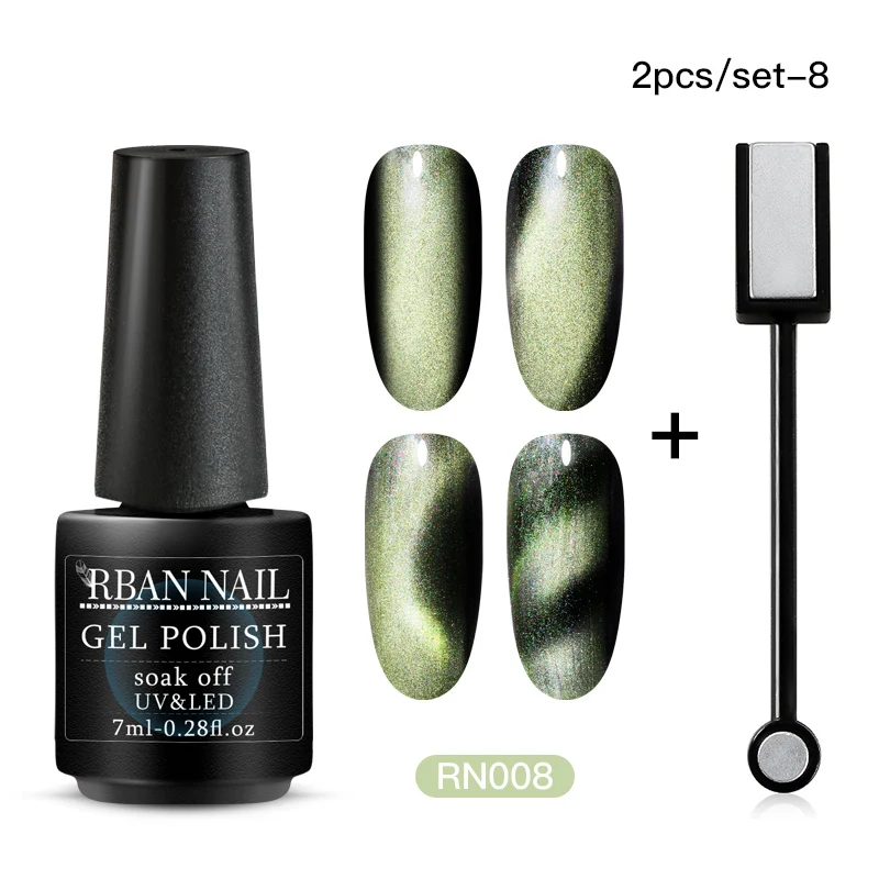 ZH06107 RBAN NAIL 7 мл 5D Хамелеон для использования с магнитом гель лак для ногтей 8 цветов УФ светодиодный гель лак для ногтей нужен магнит палочка Полупостоянный гель для ногтей - Цвет: ZH06107