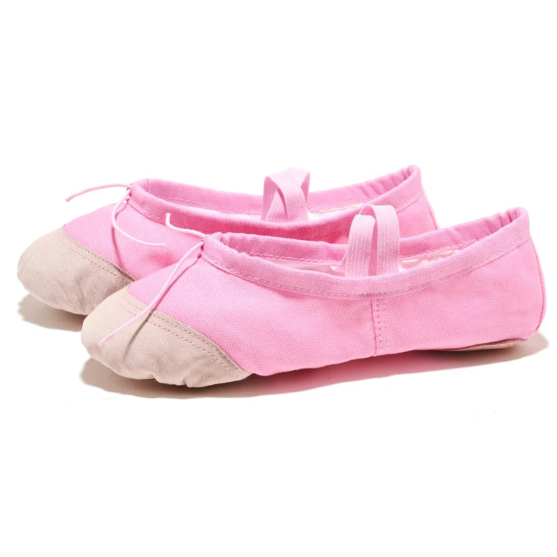 USHINE/EU22-45 кожаные тапочки для занятий йогой, для занятий спортом в спортзале, парусиновые белые балетные танцевальные туфли для девочек - Цвет: Pink