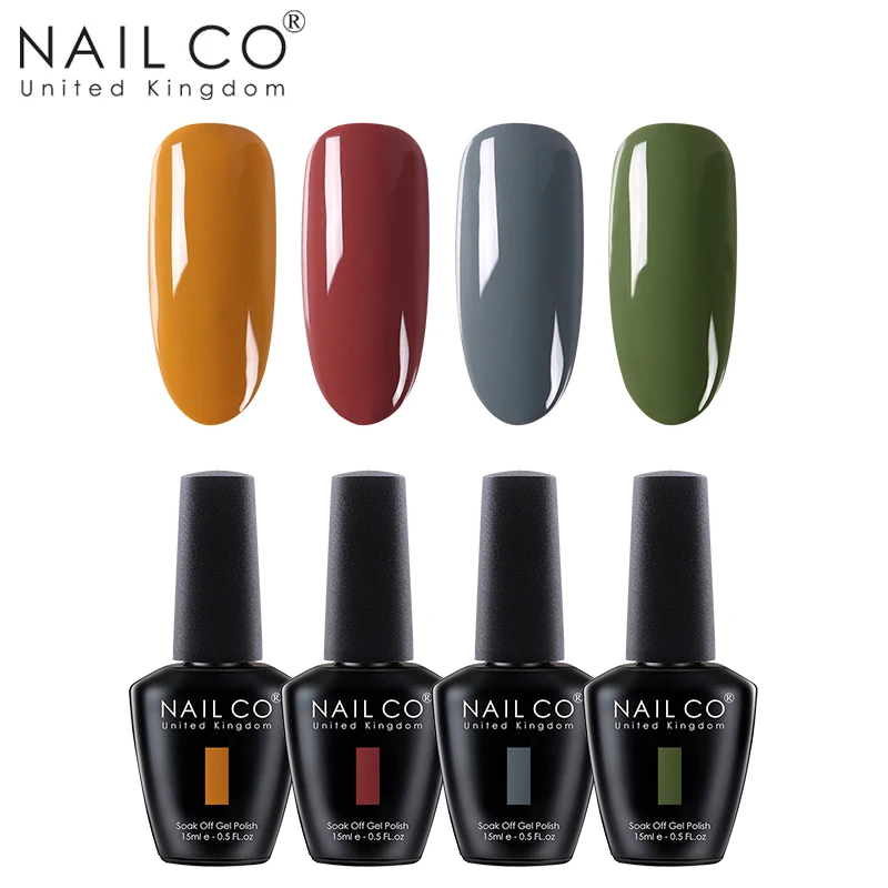 NAILCO 4 шт. 15 мл Гель-лак для ногтей DIY Nail Art Laquer светодиодный Гель-лак для ногтей Блестящий замачиваемый полуперманентный гель для подарка жены - Цвет: ZH18