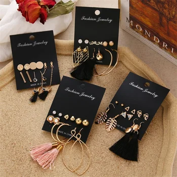 Women's Earrings Set Pearl Earrings For Women Bohemian Fashion Jewelry Geometric Crystal Heart Stud Earrings 3