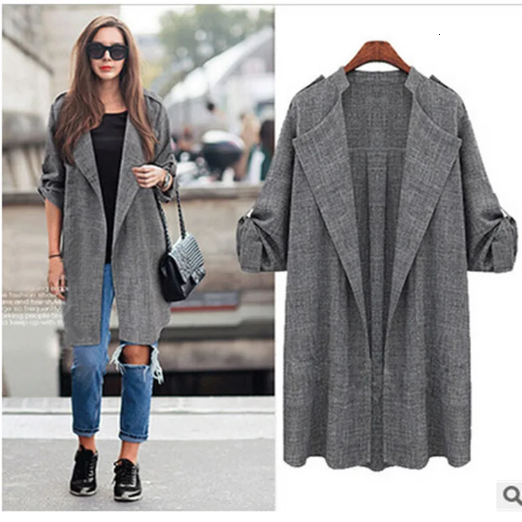 

Autumn Spring Women Cloak Jackets Lady's Fashion Open Front Casual Coat Long Style Jackets Overcoat Cardigan Female