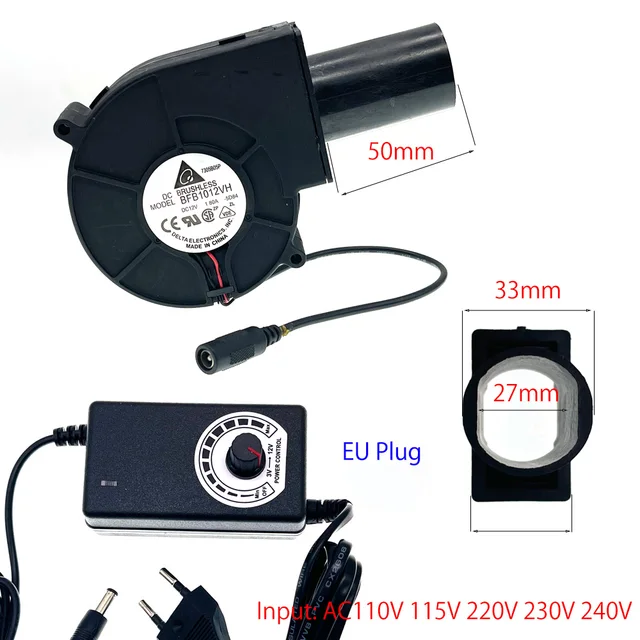 for Delta BFB1012VH  9733 Turbo Centrifugal Fan Blower 12V 1.80A High Speed with Variable Speed Controller for DIY Cooling Blower Duct with EU