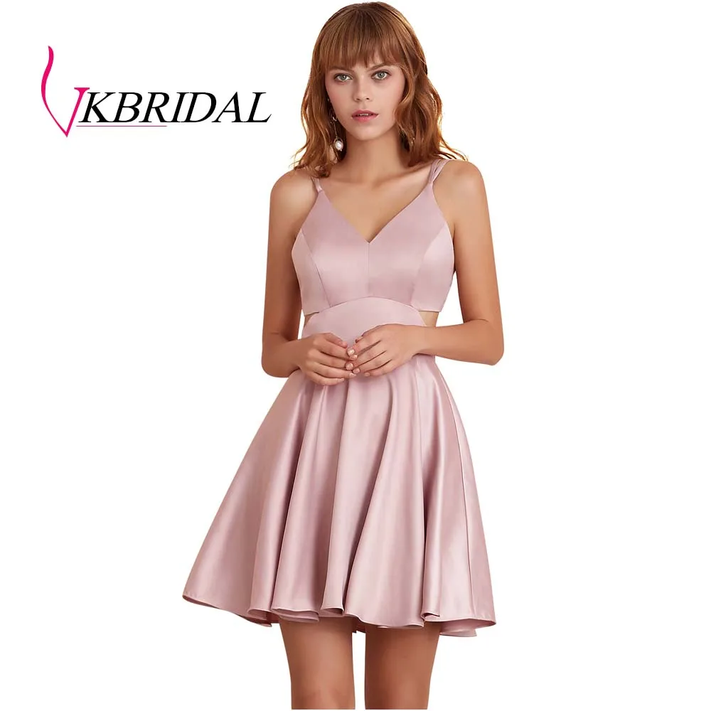 picture color BKBRIDAL сексуальные короткие платья для выпускного вечера дизайн Спагетти v-образным вырезом крест вырез талии Коктейльные Вечерние платья - Цвет: picture color