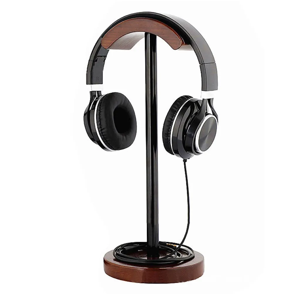 Multifunctional Mount Portable Display Accessories Hanger Rack Holder Universal Headset Stand Support Walnut Wood DIY Desk