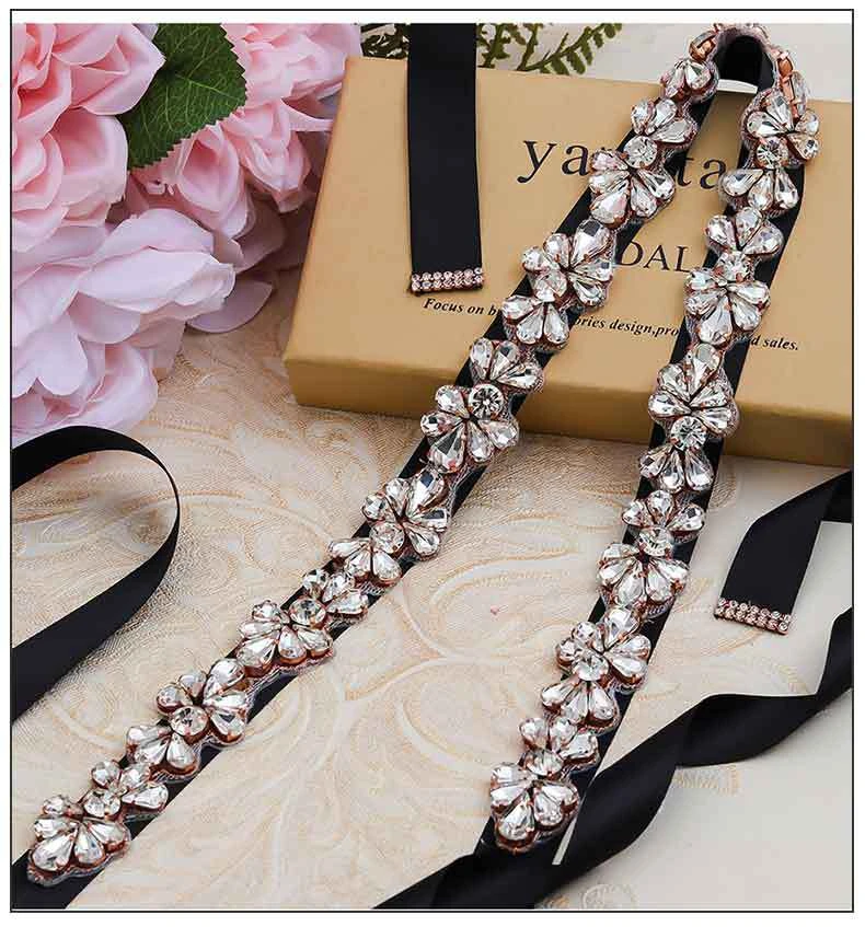 Cinturón de novia diamantes plateados, accesorios para vestidos de novia, fajas de boda de satén de cristal para vestido de novia| Cinturones de novia| -