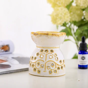 

Ceramic Incense Burner Peony Shape Aromatherapy Oil Stove Indoor Fragrance Container SPA Supplies Home Decoration Holiday Gifts
