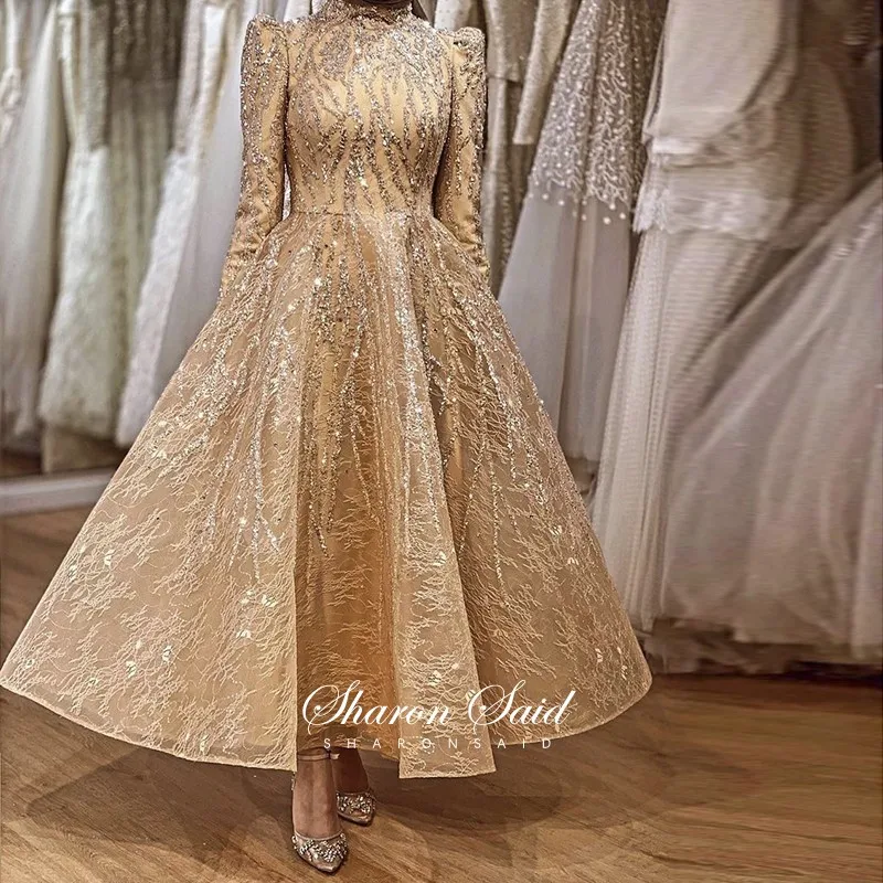 Arabic Gold Long Sleeve Muslim Evening 
