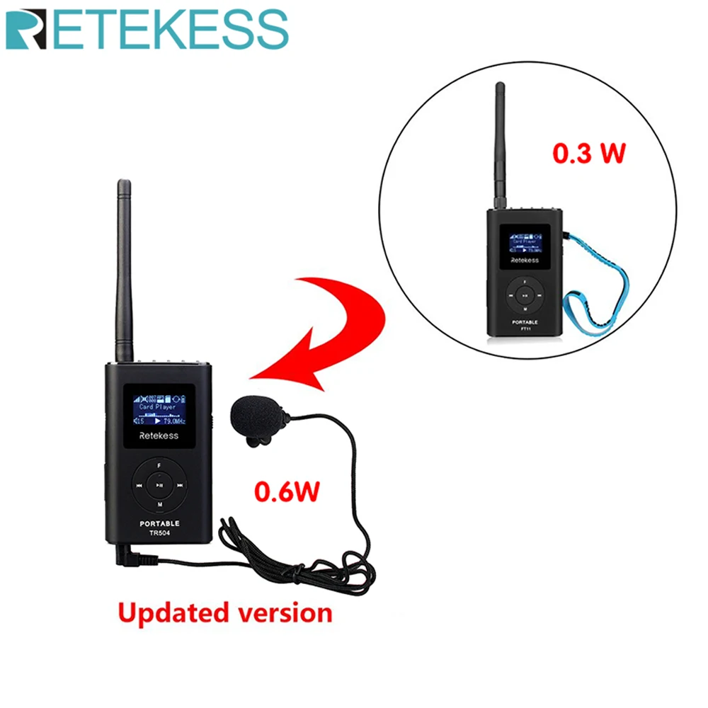 

RETEKESS TR504 0.6W wireless FM Transmitter Handheld MP3 Broadcast Portable Radio For Meeting Tour Guide System Outdoor Camping