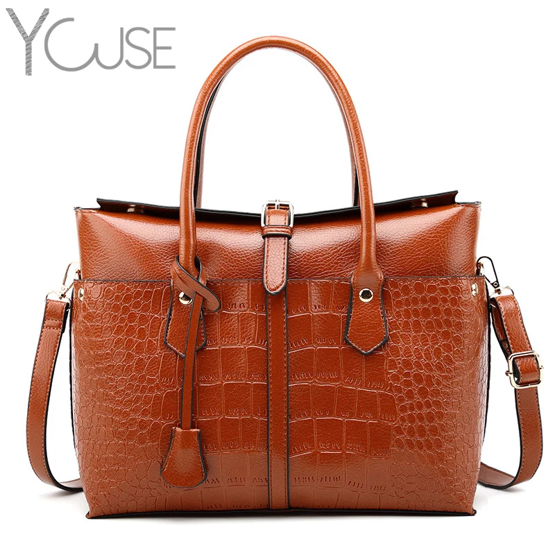 

YOUSE 2020 Solid Color Pu Leather Satchels Women Fashion Alligator Shoulder Bags Ladies Business Handbag Female Crossbbody Bag